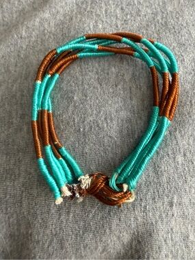 Turquoise and Brown Wrapped Multi-Strand Bracelet